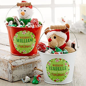 Sweet Christmas Personalized Mini Metal Bucket