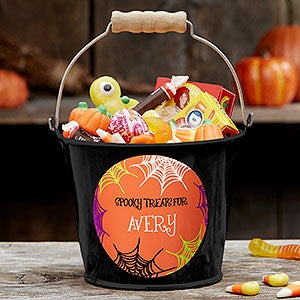 Sweets & Treats Personalized Halloween Mini Metal Bucket - Black
