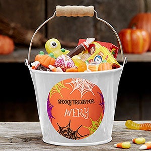 Sweets & Treats Personalized Halloween Mini Metal Bucket - White