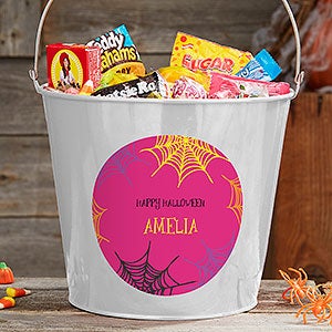 Sweets & Treats Personalized Halloween Large Metal Bucket - White
