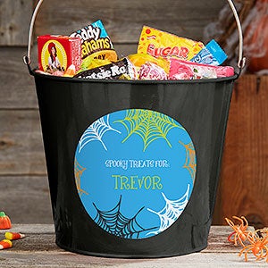 Sweets & Treats Personalized Halloween Large Metal Bucket - Black