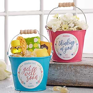 Get Well Soon Personalized Mini Metal Bucket