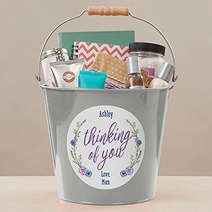 Get Well Soon Personalized Large Metal Bucket - Silver