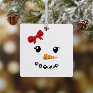 Snowman Personalized Square Photo Ornament- 2.75 Metal - 1 Sided