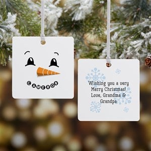Snowman Personalized Square Photo Ornament- 2.75" Metal - 2 Sided - #17948-2M