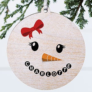 Snowman Personalized Ornament - 1 Sided Wood