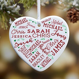 1-Sided Close To Her Heart Personalized Heart Ornament
