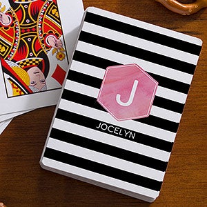 Modern Stripe Personalized Playing Cards