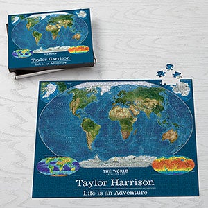 Personalized World Map Puzzle - 500 Jumbo Piece