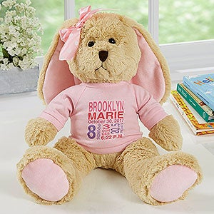 Baby's Birthday Personalized Plush Bunny- Pink
