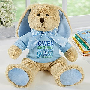 Baby's Birthday Personalized Plush Bunny- Blue