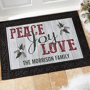 Personalized Peace, Love, Joy Doormat - 18x27