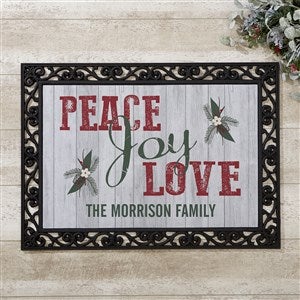 Personalized Peace, Love, Joy Doormat - 18x27