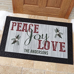 Personalized Peace, Love, Joy Doormat - 20x35