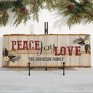 Peace, Joy, Love Personalized Basswood Plank