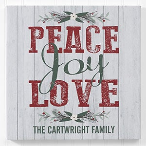Peace, Joy, Love Personalized Canvas Print -24 x 24