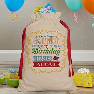 Birthday Toys Personalized Canvas Drawstring Toy Bag