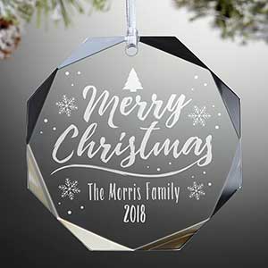 Merry Christmas Premium Octagon Engraved Ornament