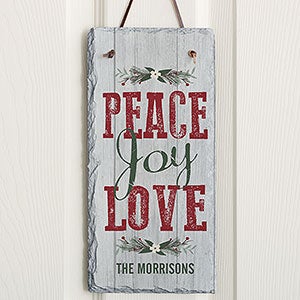 Peace, Joy, Love Personalized Slate Plaque