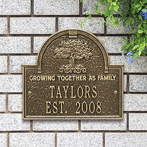 Family Tree Personalized Aluminum Plaque - Antique Brass