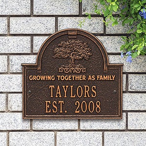 Family Tree Personalized Aluminum Plaque - Oil Rubbed Bronze