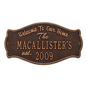 Fluted Arch Personalized Aluminum Welcome Plaque - Antique Copper