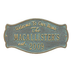 Fluted Arch Personalized Aluminum Welcome Plaque - Bronze Verdi