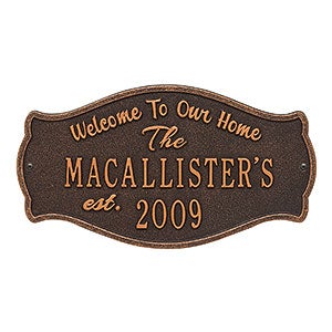 Fluted Arch Personalized Aluminum Welcome Plaque - Oil Rubbed Bronze