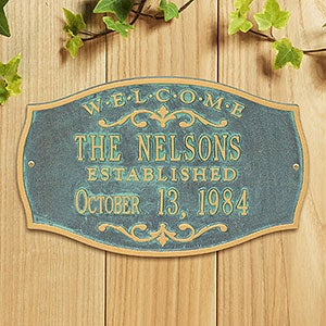 Brookfield Welcome Personalized Aluminum Plaque - Bronze Verdi