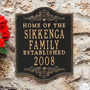 Buena Vista Family Established Personalized Aluminum Plaque