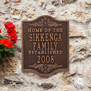 Buena Vista Family Established Personalized Aluminum Plaque - Antique Copper