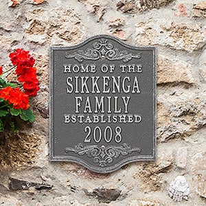 Buena Vista Family Established Personalized Aluminum Plaque - Pewter Silver