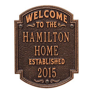 Heritage Welcome Personalized Aluminum Plaque - Antique Copper