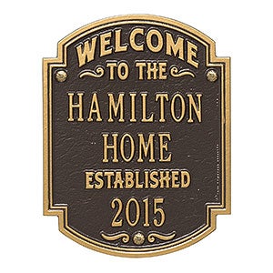 Heritage Welcome Personalized Aluminum Plaque - Bronze & Gold