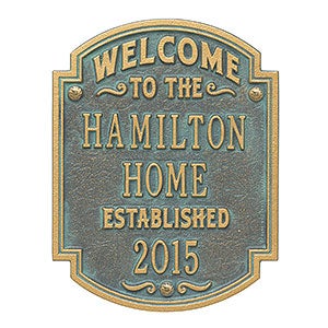 Heritage Welcome Personalized Aluminum Plaque - Bronze Verdi