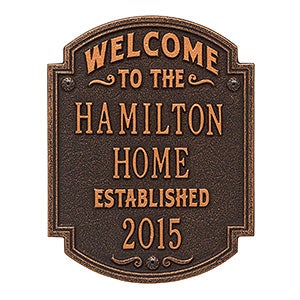 Heritage Welcome Personalized Aluminum Plaque - Oil Rubbed Bronze