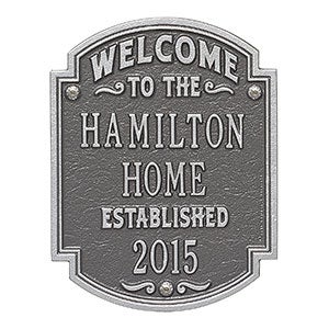 Heritage Welcome Personalized Aluminum Plaque - Pewter & Silver