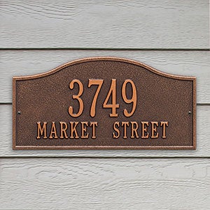 Rolling Hills Personalized Aluminum Address Plaque - Antique Copper