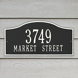 Rolling Hills Personalized Aluminum Address Plaque - Black & White
