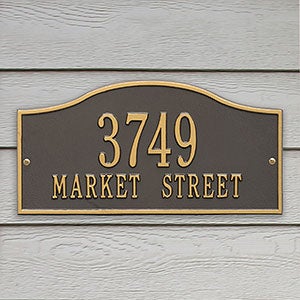 Rolling Hills Personalized Aluminum Address Plaque - Bronze & Gold
