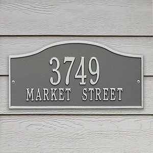 Rolling Hills Personalized Aluminum Address Plaque - Pewter & Silver