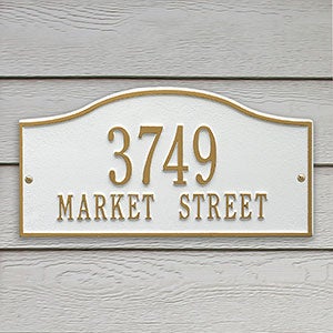 Rolling Hills Personalized Aluminum Address Plaque - White & Gold