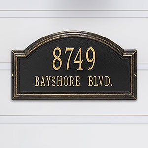 Arch Personalized Aluminum Address Plaque - Black & Gold