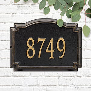Williamsburg Personalized Address Number Plaque - Black & Gold