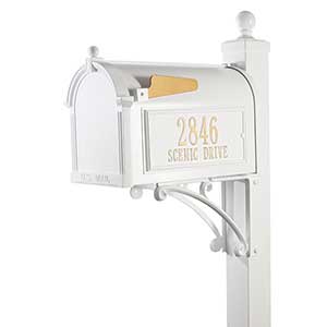 Deluxe Capitol Personalized Aluminum Mailbox- White