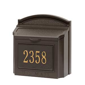 Classic House Number Personalized Aluminum Wall Mailbox- Bronze