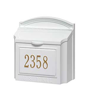 Classic House Number Personalized Aluminum Wall Mailbox- White