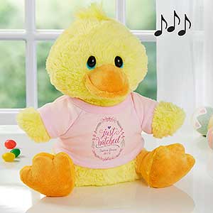 Just Hatched New Baby Personalized Quacking Plush Duck- Girl
