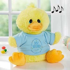 Just Hatched New Baby Personalized Quacking Plush Duck- Boy