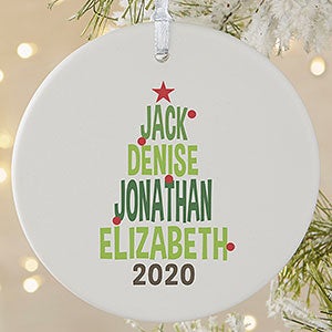 PERSONALIZED Park Bench Family of 4 Christmas Tree Ornament Holiday Name Gift